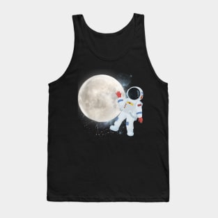 Flying floating astronaut Ufo alien funny cute spaceship moon mars cosmic space Tank Top